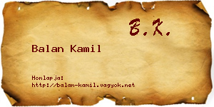Balan Kamil névjegykártya